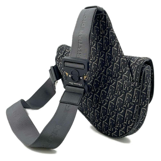 Dior Oblique Saddlebag Black 1ADPO093YKY Canvas Leather