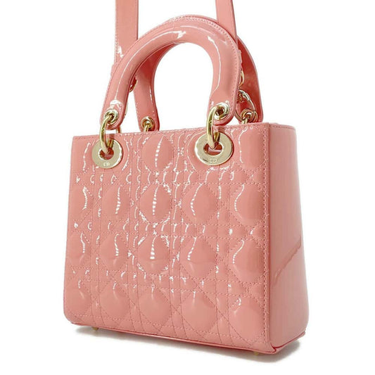 Dior Lady Dior Canage 2WAY Bag salmon pink M0531OWCB_M69P Patent Leather Size Small