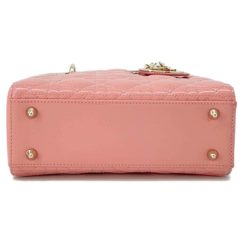 Dior Lady Dior Canage 2WAY Bag salmon pink M0531OWCB_M69P Patent Leather Size Small