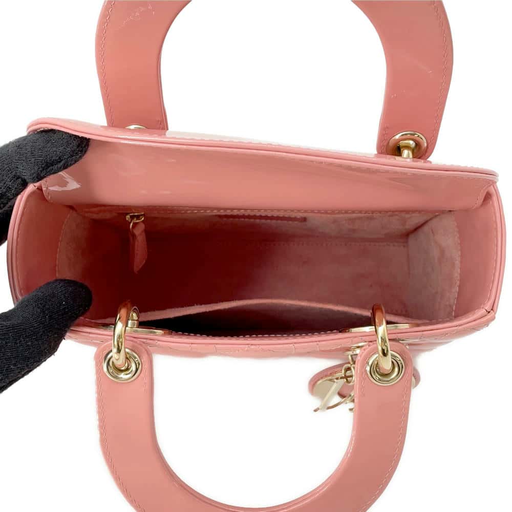 Dior Lady Dior Canage 2WAY Bag salmon pink M0531OWCB_M69P Patent Leather Size Small