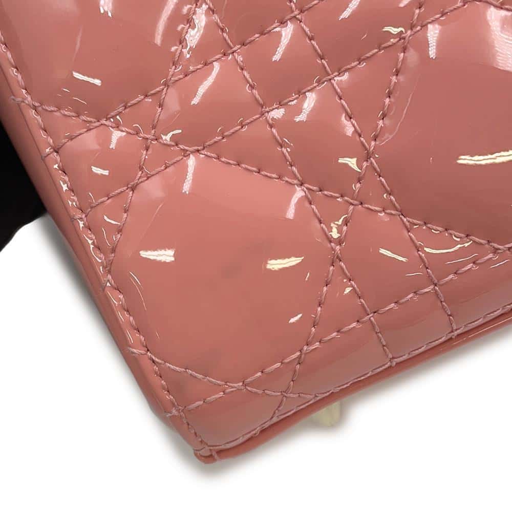 Dior Lady Dior Canage 2WAY Bag salmon pink M0531OWCB_M69P Patent Leather Size Small