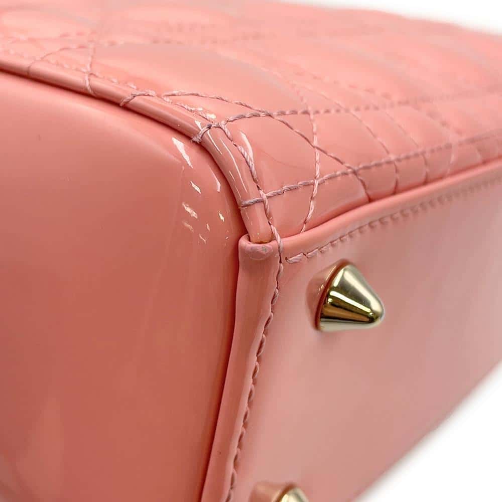 Dior Lady Dior Canage 2WAY Bag salmon pink M0531OWCB_M69P Patent Leather Size Small
