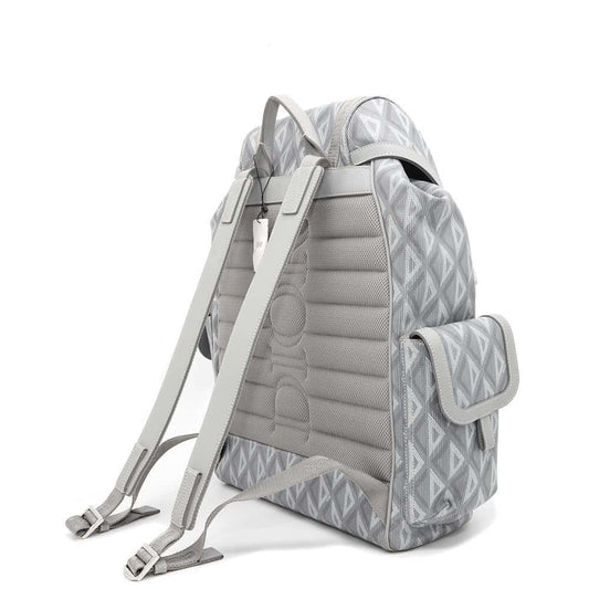 Dior Hit the Road CD Diamond Backpack Gray 1ESBA163CDP PVC Calf Leather Size Large