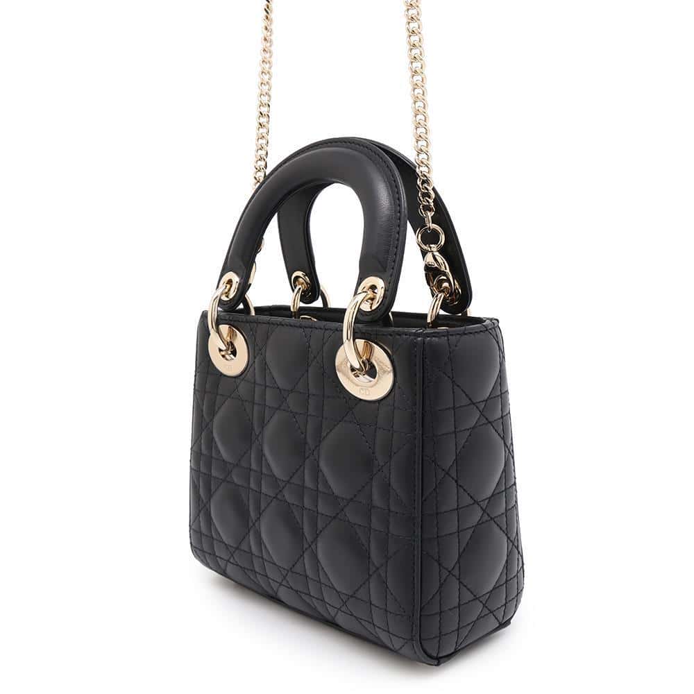 Dior Lady Dior BlackM0505ONGE_M900 Lambskin Size Mini