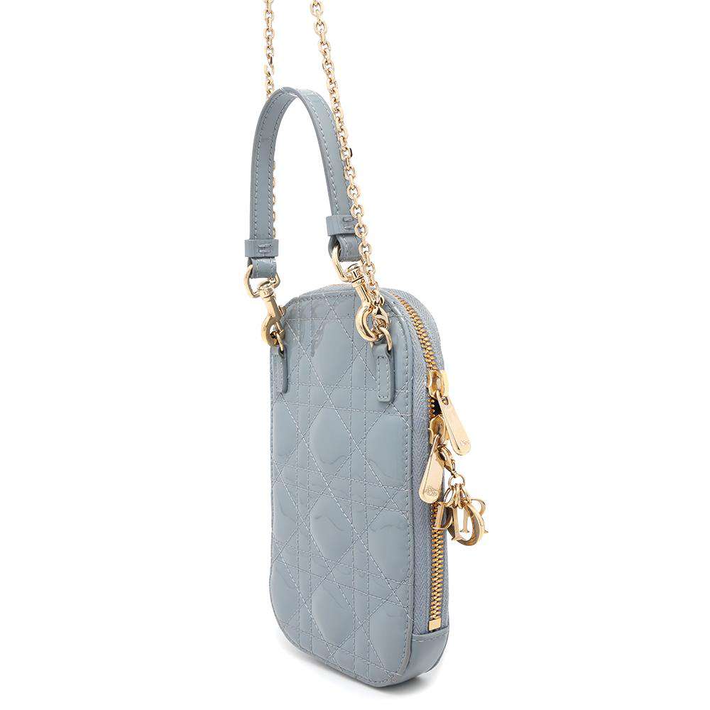 Dior cannage phone holder Light BlueS0872OVRB Patent Leather