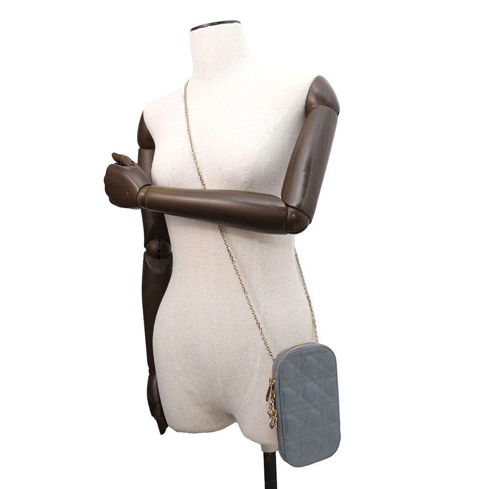 Dior cannage phone holder Light BlueS0872OVRB Patent Leather