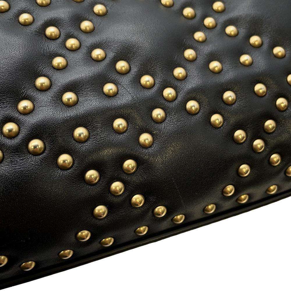 Dior Lady Dior Studded 2WAY Handbag Black Leather