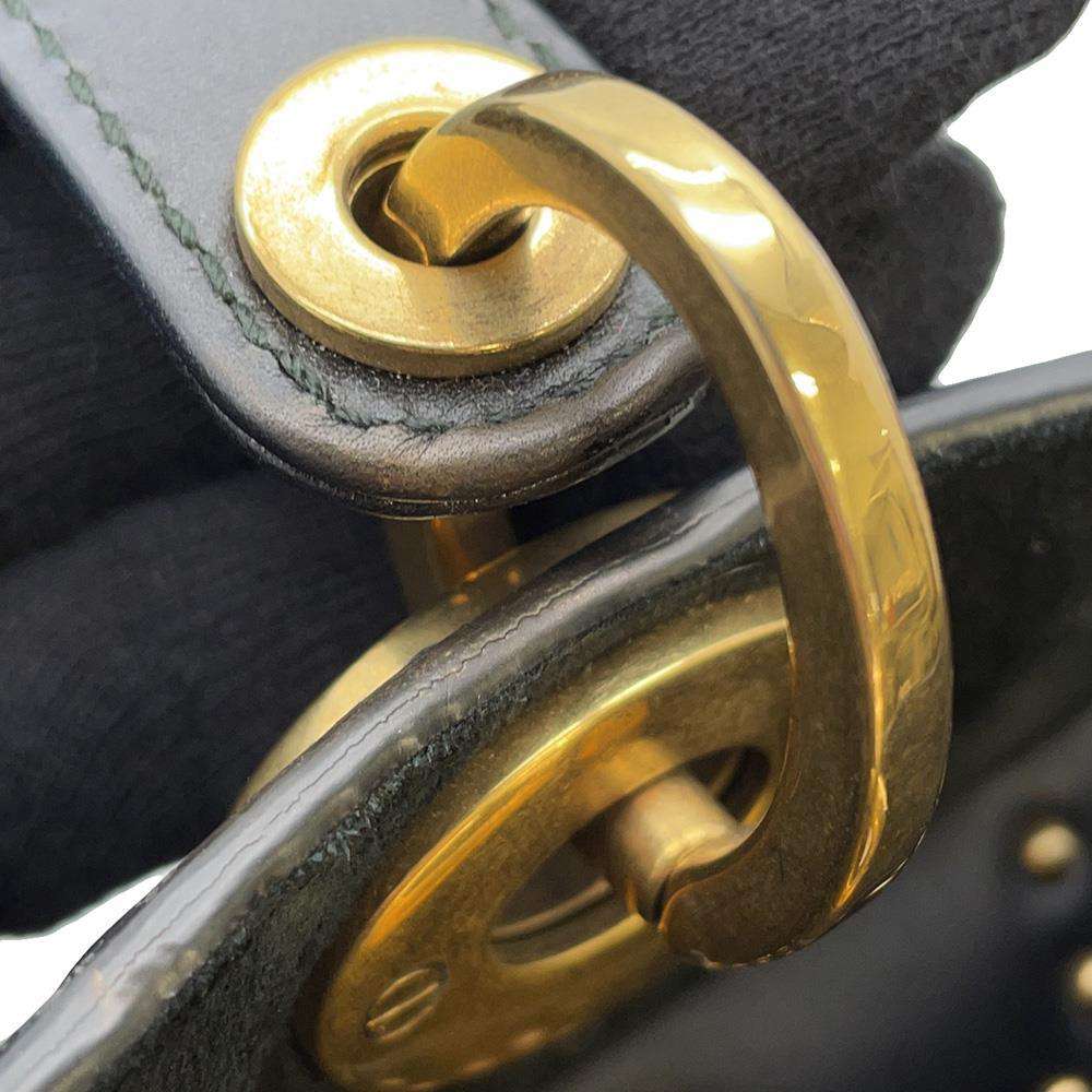 Dior Lady Dior Studded 2WAY Handbag Black Leather