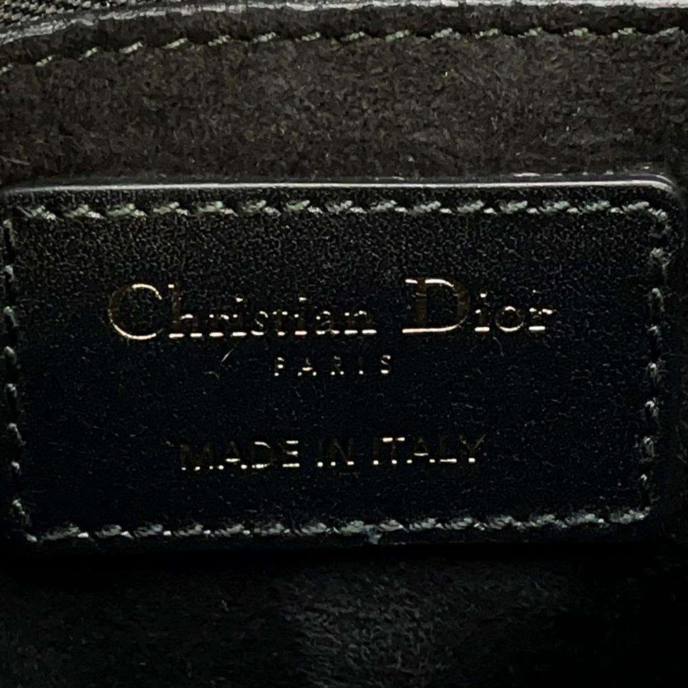 Dior Lady Dior Studded 2WAY Handbag Black Leather