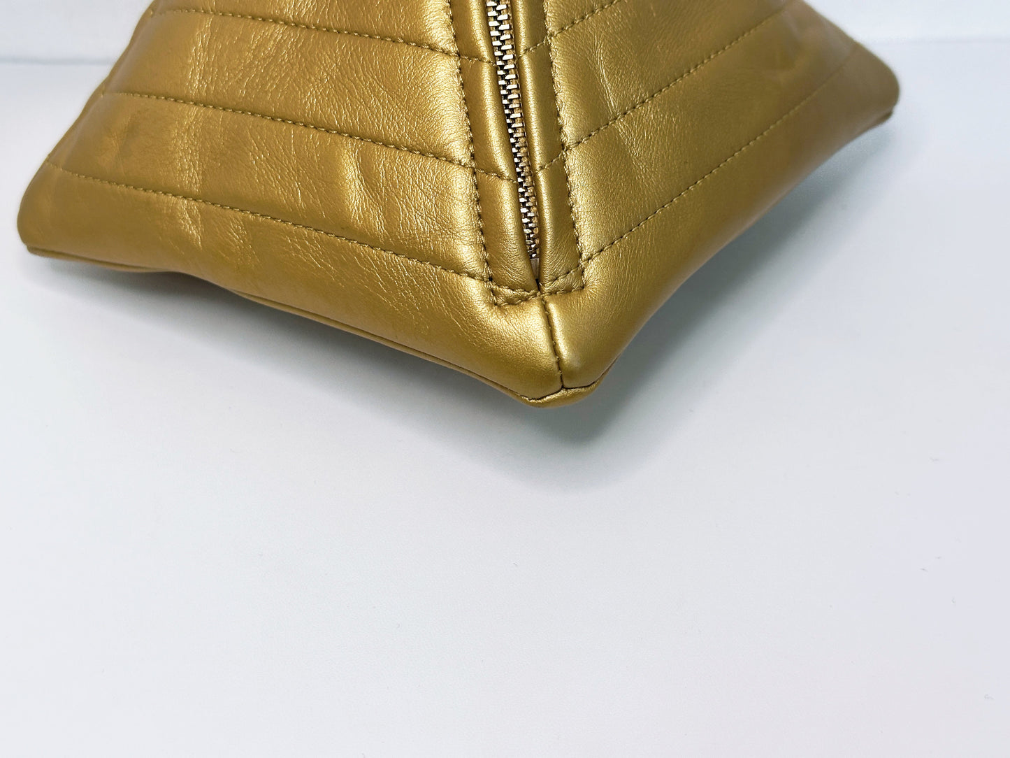 Chanel Gold Pyramid Leather Clutch Golden 2831 holo