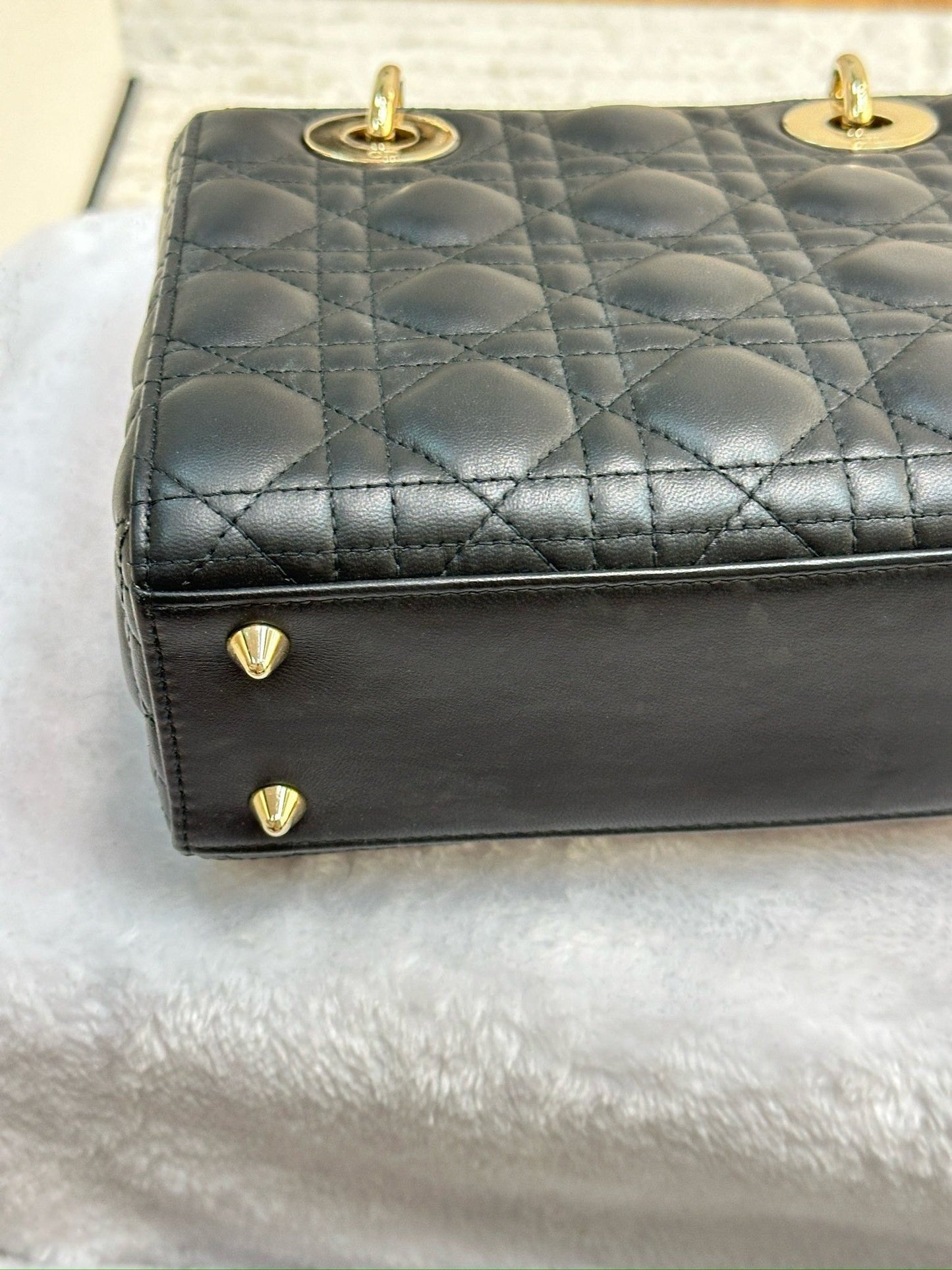 Christian Dior Small Cannage Lambskin My Lady Dior ABC Bag Black GHW