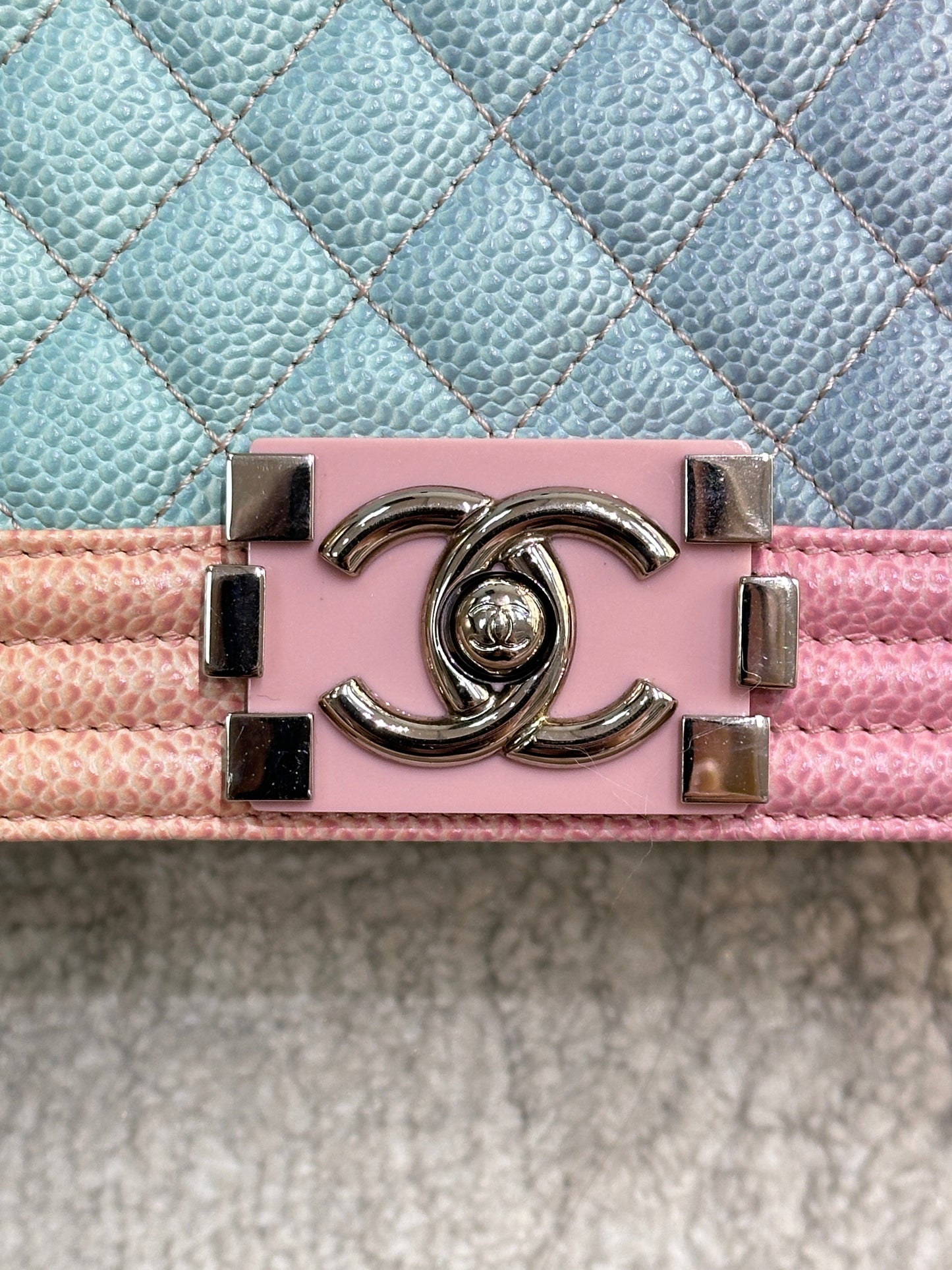 Chanel Rainbow Qulited Caviar LeBoy Bag Medium