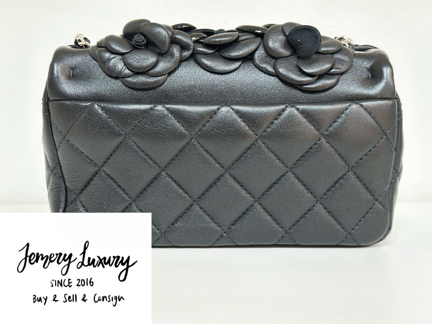 CHANEL Camellia Lambskin Patent Around Flap Crossbody Bag holo card 2246