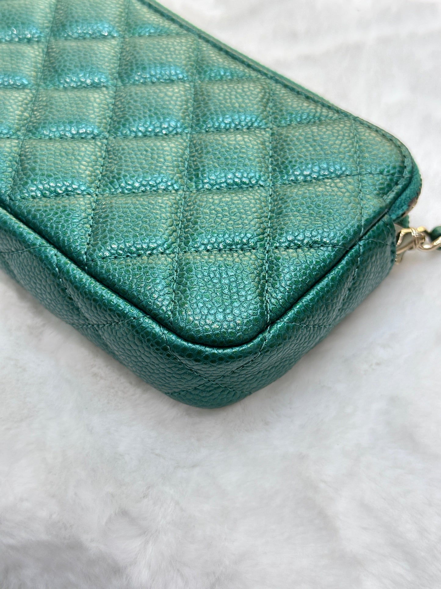 Chanel Emerald Green Double Zip Chain
