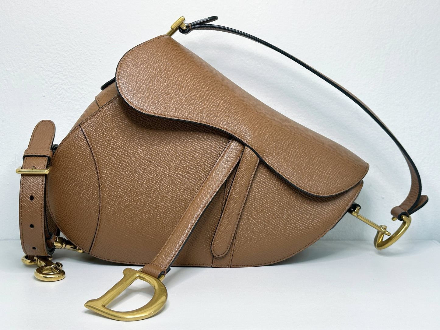 Christian Dior Saddle Bag with Strap Golden Saddle Grained Calfskin 2022 year