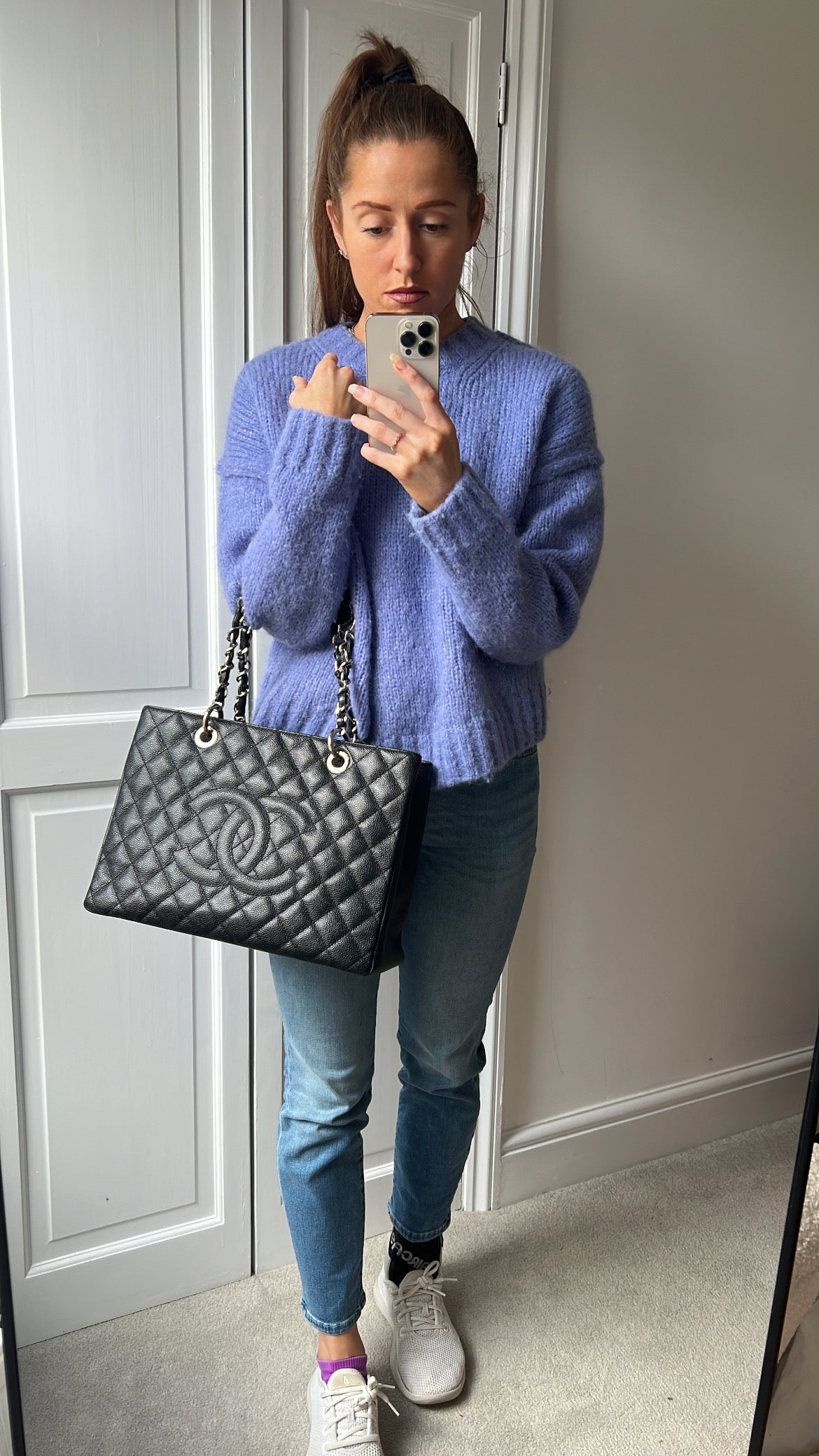 Chanel Black Caviar Grand Shopper Tote (GST) Silver Hardware