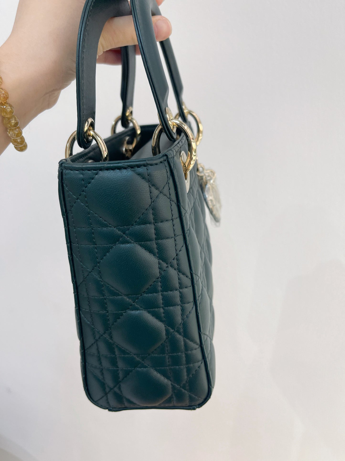 My Lady Dior ABC Small Dark Green  in Lambskin Flap Bag Gold Hardware M0538