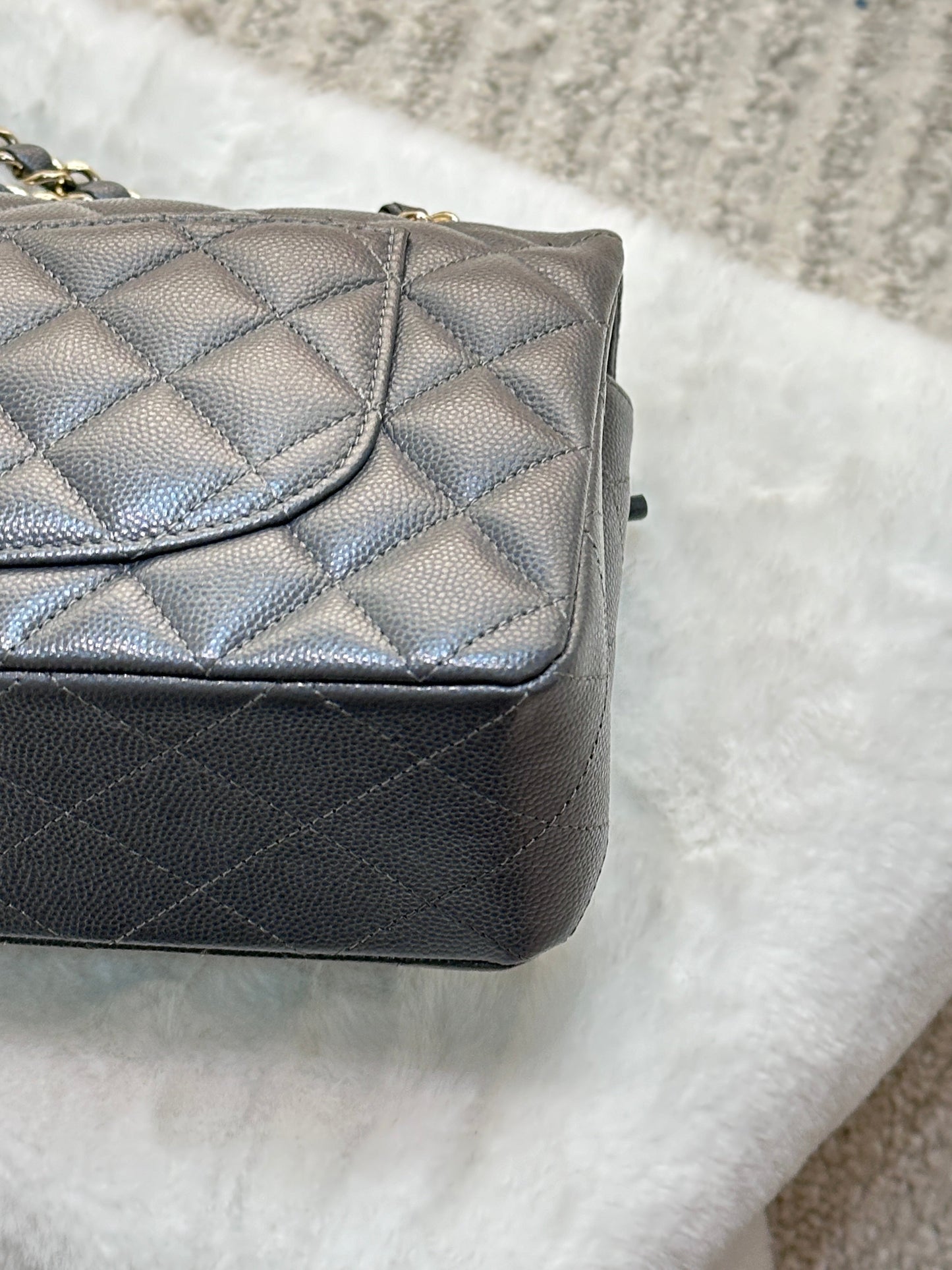 CHANEL Caviar Quilted Small Double Flap Dark Grey