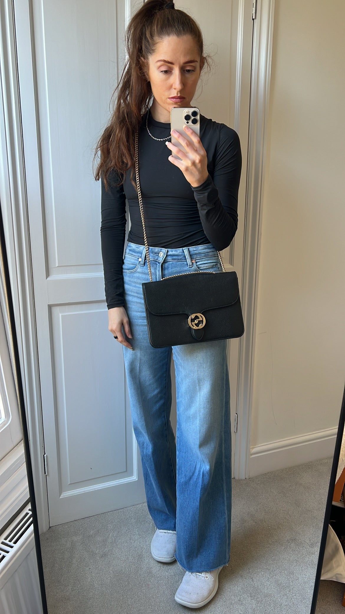 Gucci Interlocking GG Black Medium Shoulder Bag