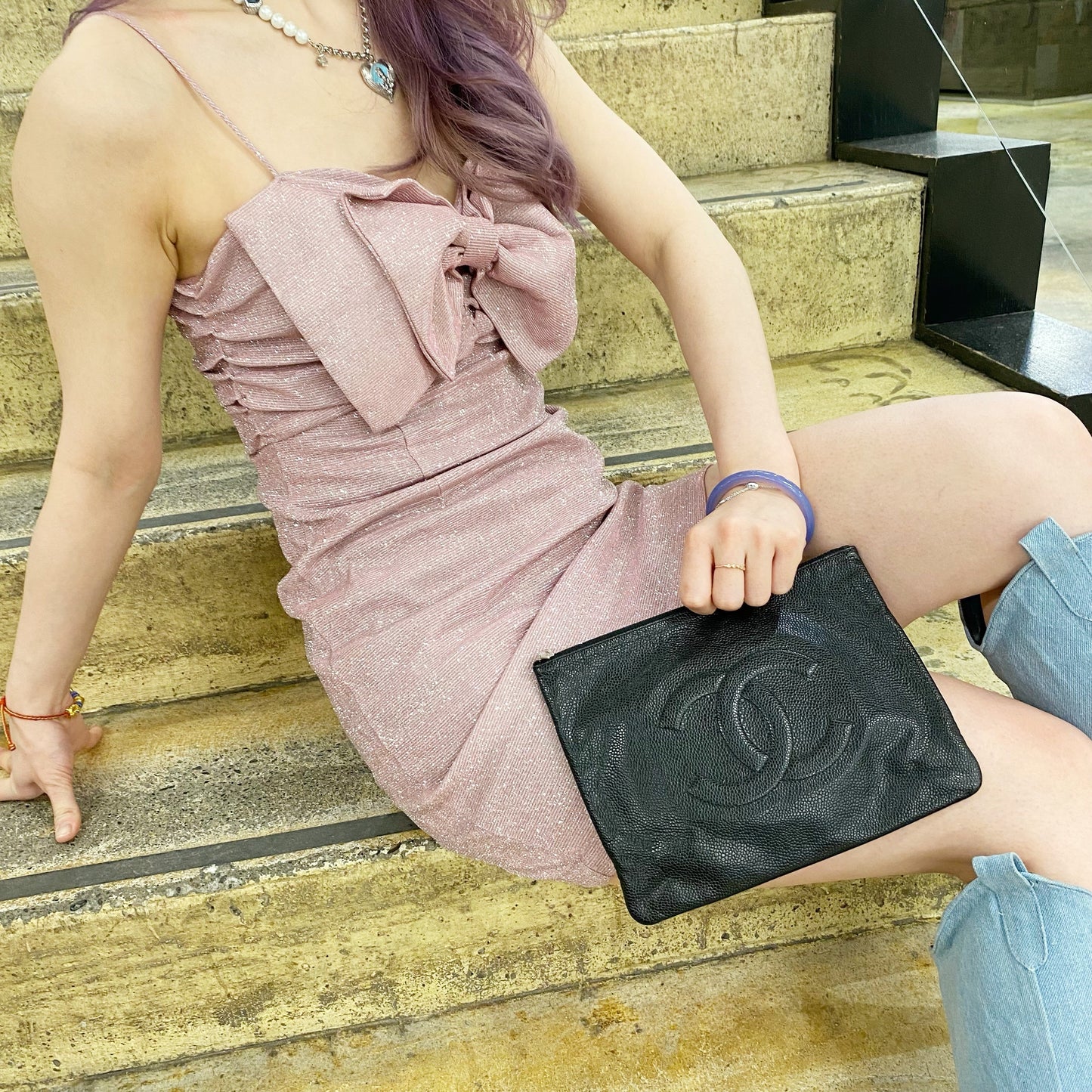 Chanel Black Leather Clutch TWS