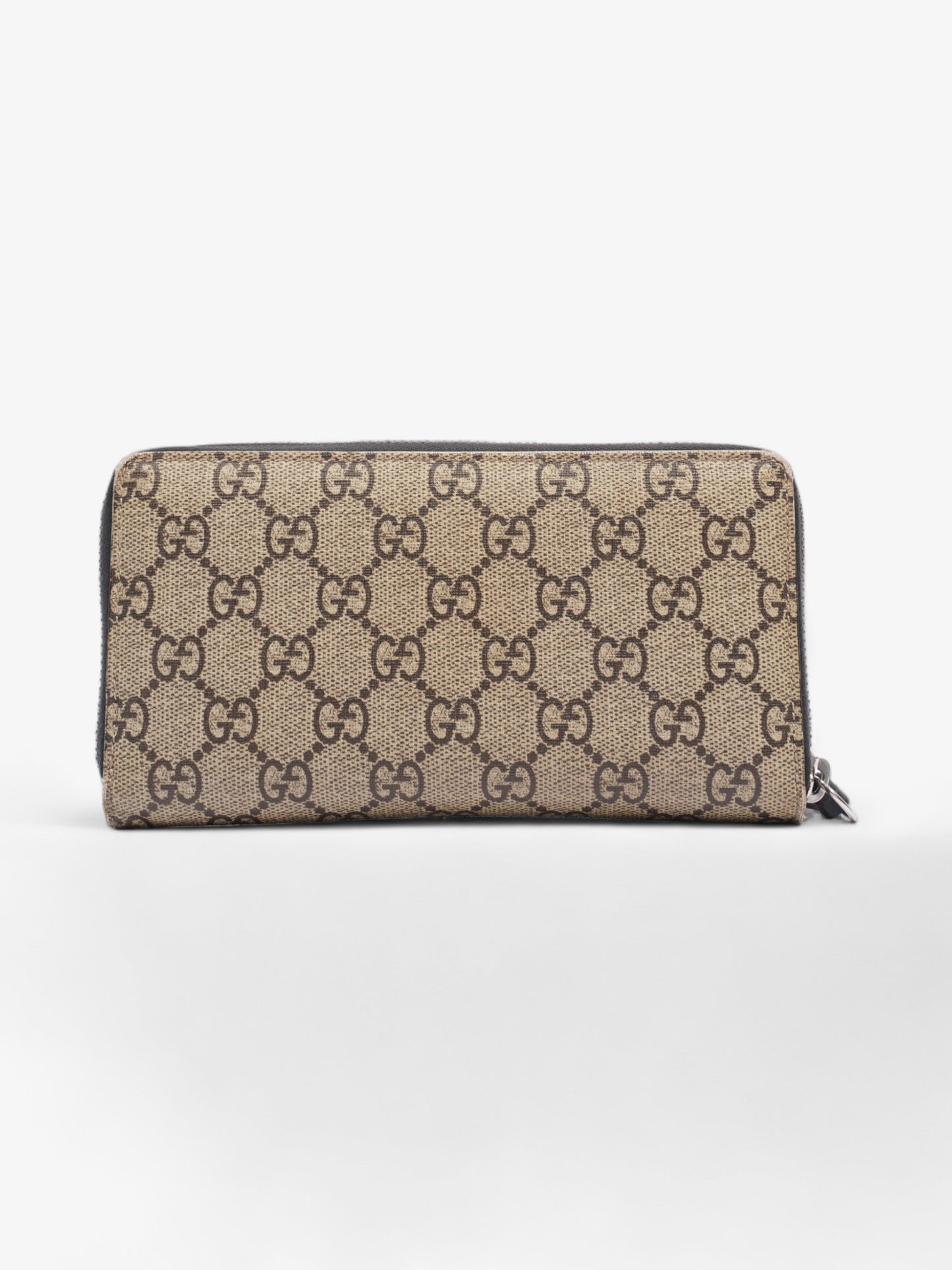Gucci Snake Zip Around Wallet Beige And Ebony GG Supreme Coated Canvas