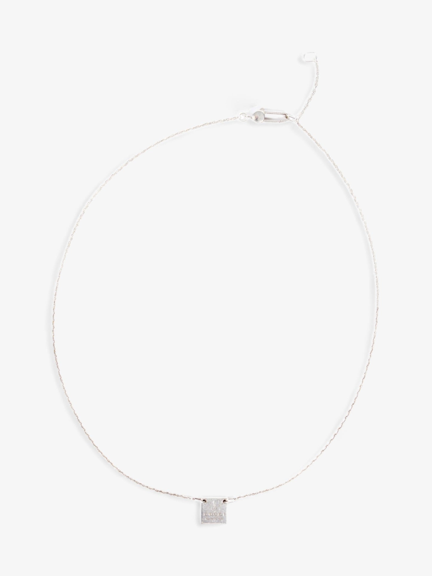 Gucci Logo Plate Necklace Silver Silver Sterling