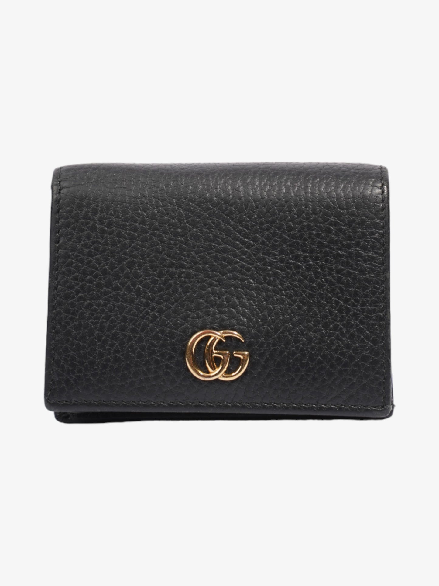 Gucci GG Marmont Leather Compact Wallet Black Grained Leather