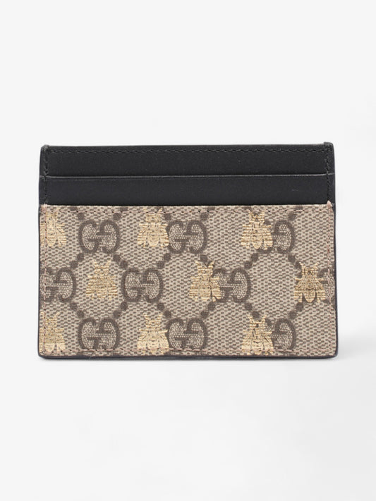 Gucci Bee Card Holder GG Supreme / Black / Gold Coated Canvas