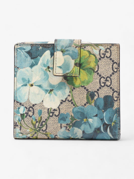 Gucci Monogram Blooms French Flap Wallet GG Supreme / Blue Coated Canvas