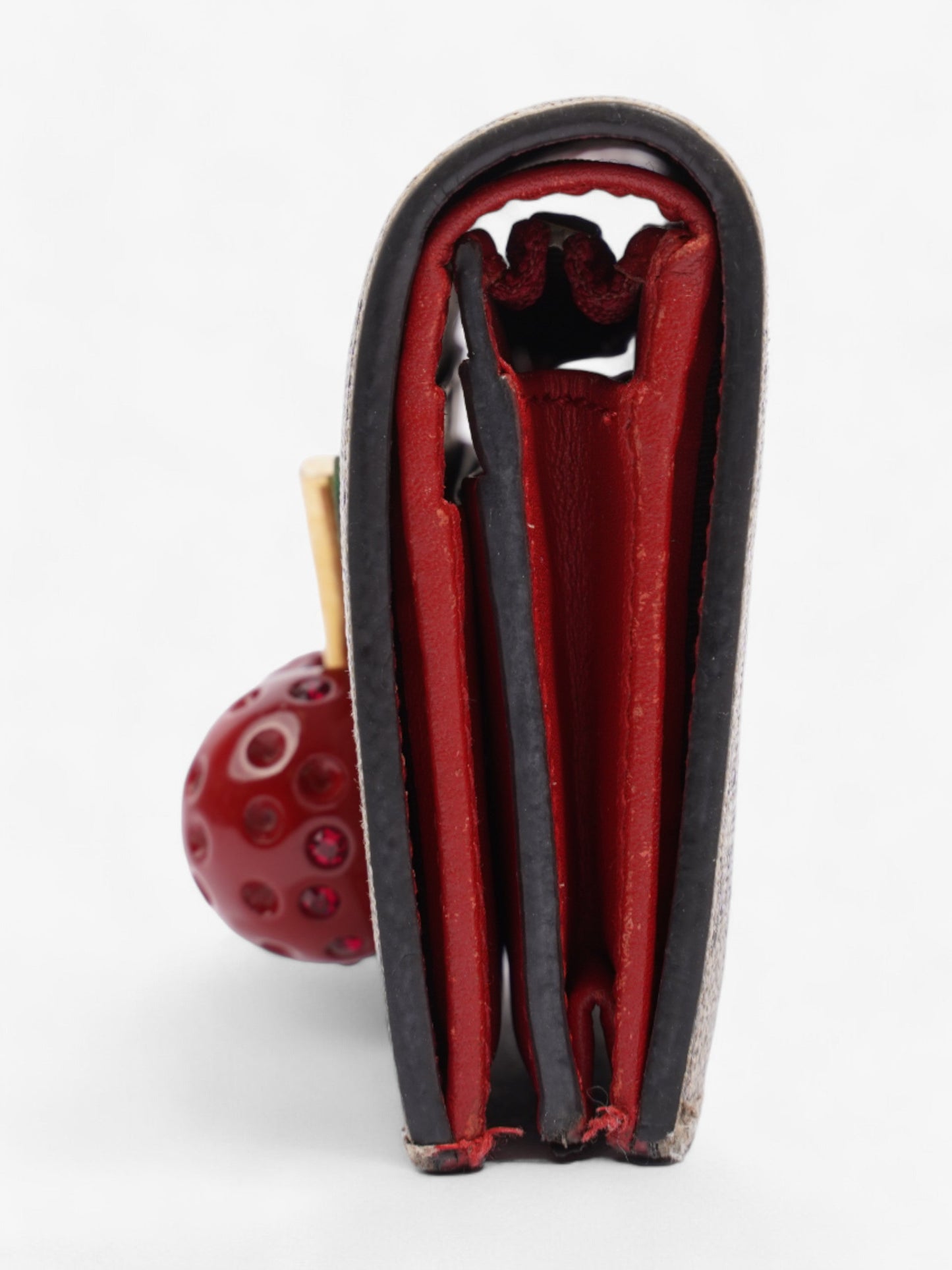 Gucci Cherry Fold Over Wallet GG Supreme / Red / Gold Coated Canvas