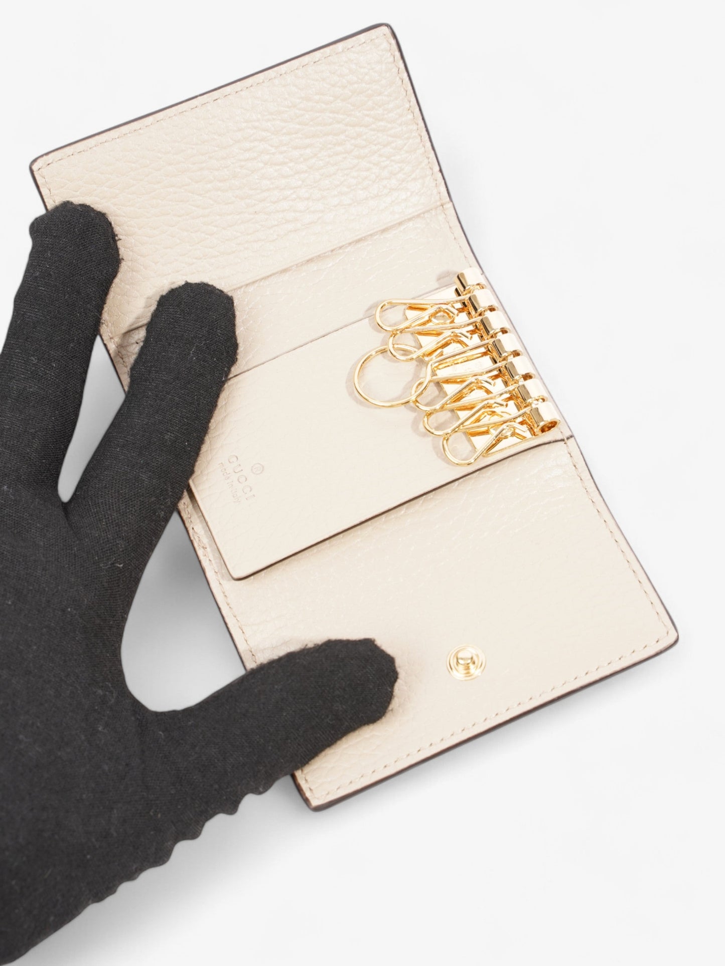 Gucci Key Case Beige Leather
