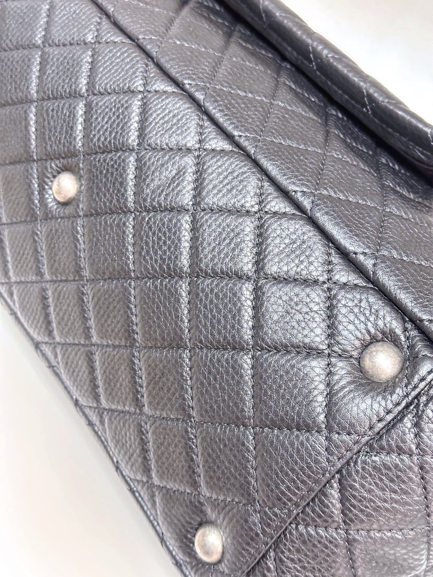 Chanel Calfskin Quilted XXL Travel Flap Bag Black 3038 holo card