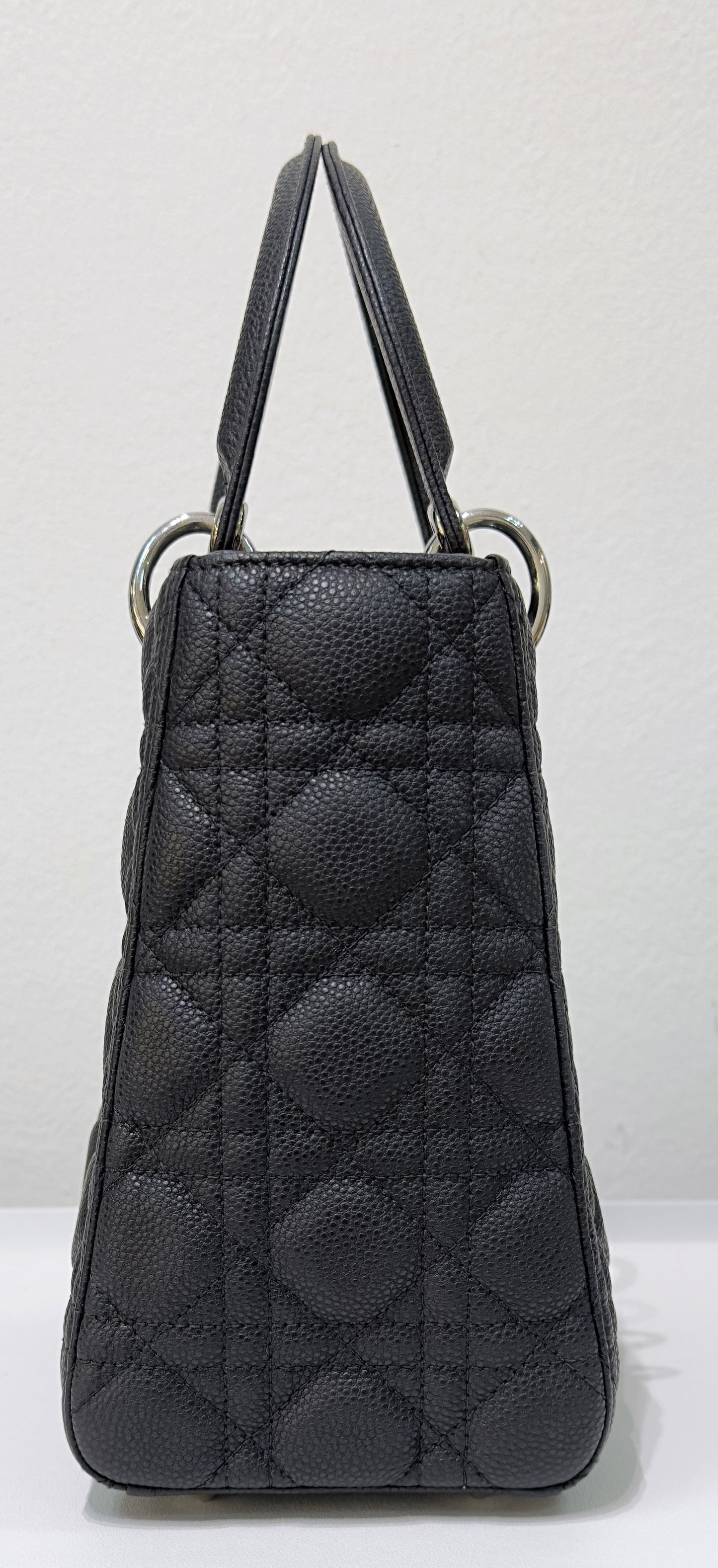 Christian Dior Medium Grained Cannage Calfskin Lady Dior Bag Black SHW