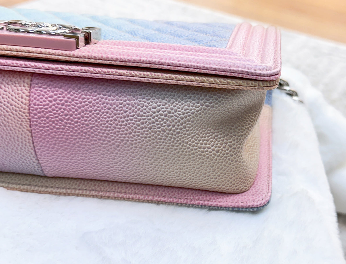 Chanel Rainbow Quilted Caviar Boy Bag Medium