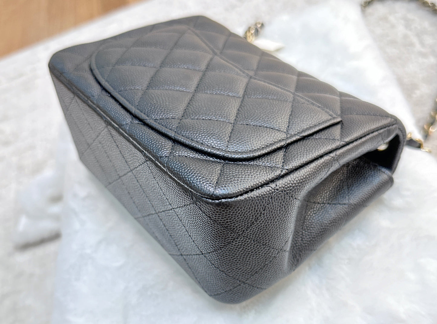 Chanel Black Mini Square Caviar Flap Bag Gold Hardware