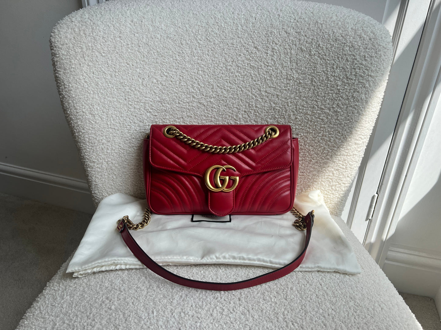 Gucci GG Hibiscus Red Marmont Small Shoulder Bag (RRP £2,070)