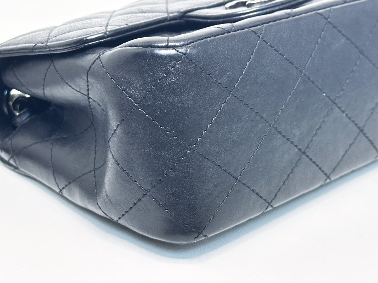 Chanel Quilted Mini Square Flap So Black Crumpled Calfskin 2417 holo card
