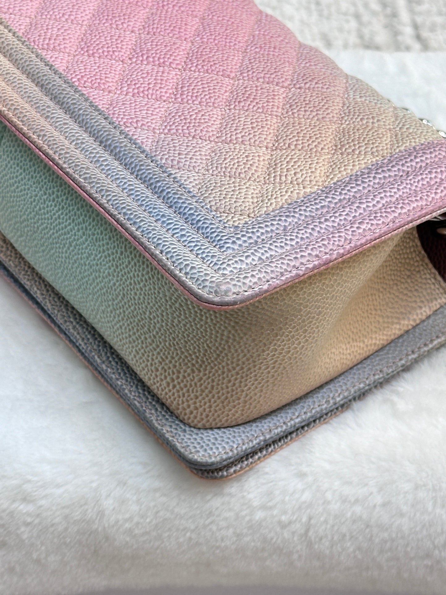 Chanel Rainbow Qulited Caviar LeBoy Bag Medium