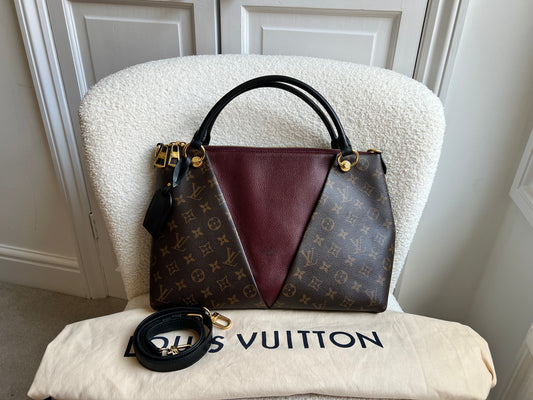 Louis Vuitton V Tote MM Bordeaux and Monogram Canvas (RRP £1,890)