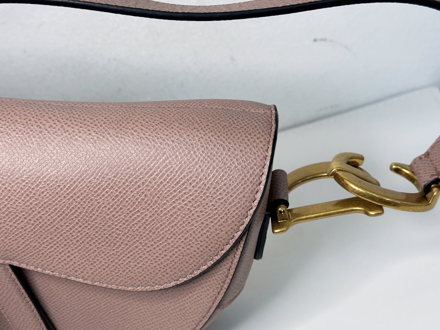 Christian Dior Saddle Bag with Strap Golden Saddle Nude Brush Grained Calfskin 2023 year