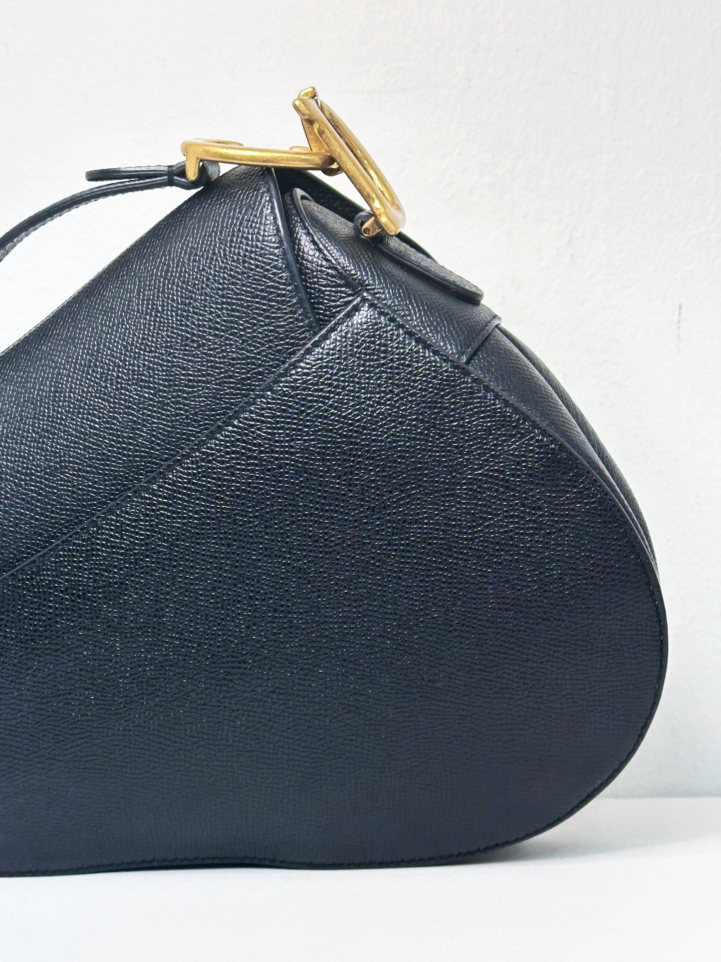 Christian Dior Saddle Bag with Strap Golden Saddle Black Calfskin 2022 year