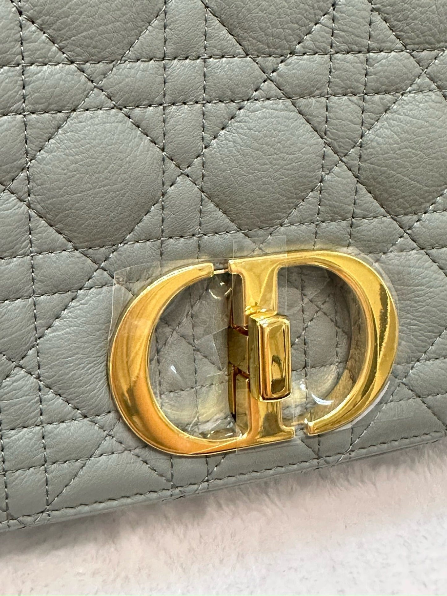 Medium Dior Calfskin Caro Bag Stone Gray Supple Cannage