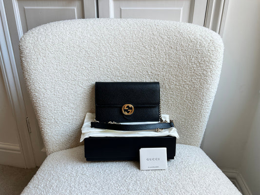 Gucci Black Interlocking GG Chain Wallet