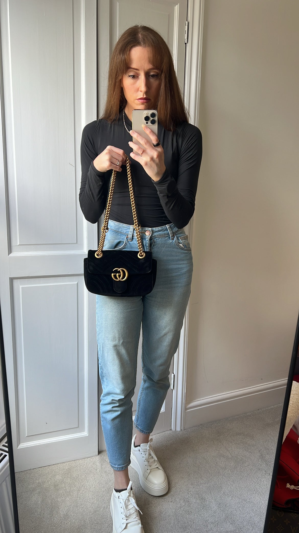 Gucci GG Black Velvet Marmont Mini Shoulder Bag (RRP £1395)