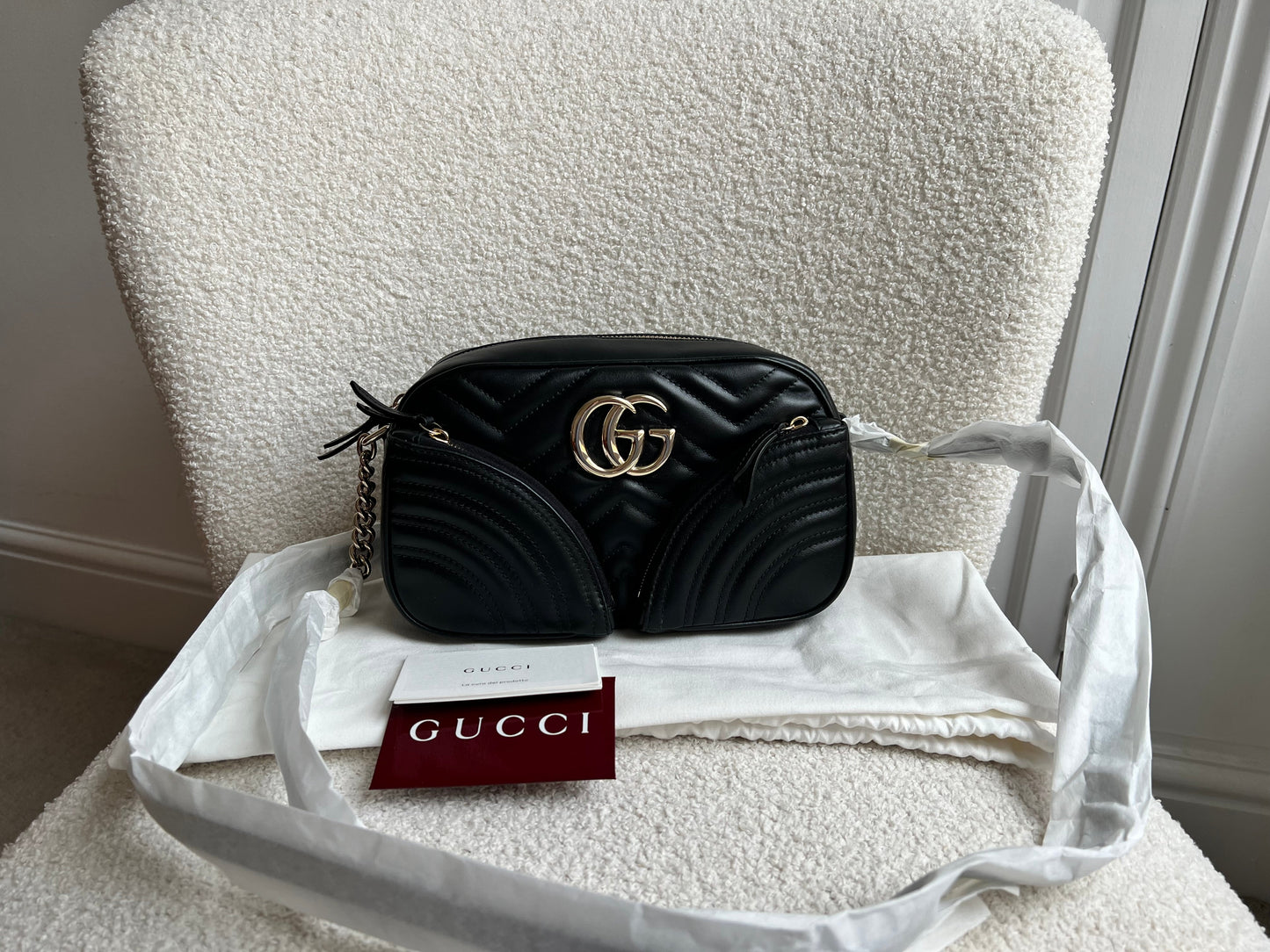 Gucci GG Black Multi Pocket Marmont Shoulder Bag