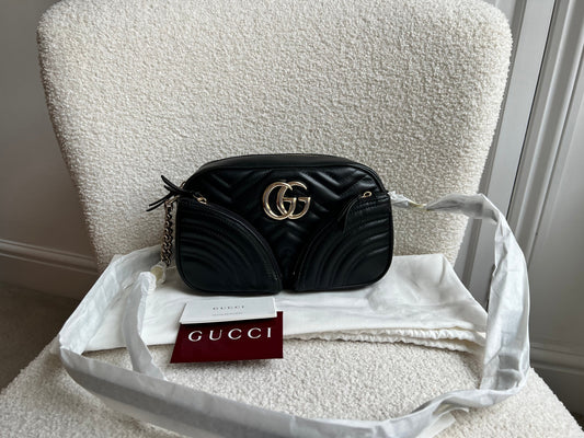Gucci GG Black Multi Pocket Marmont Shoulder Bag