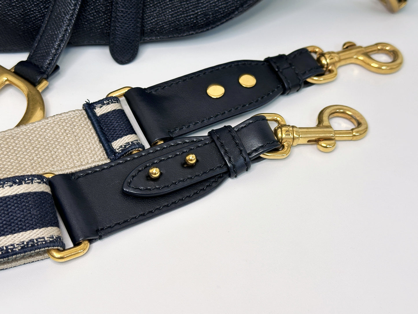 Christian Dior Saddle Bag with Strap Golden Saddle Black Calfskin 2022 year