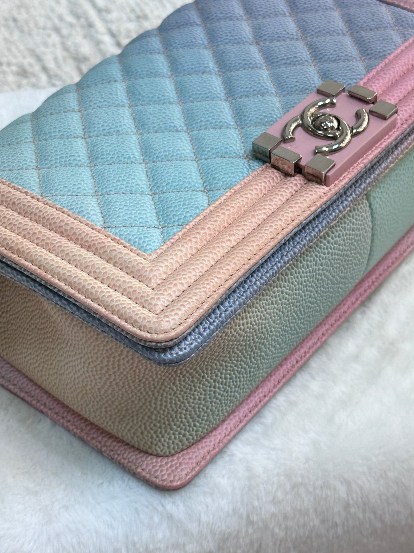 Chanel Rainbow Qulited Caviar LeBoy Bag Medium