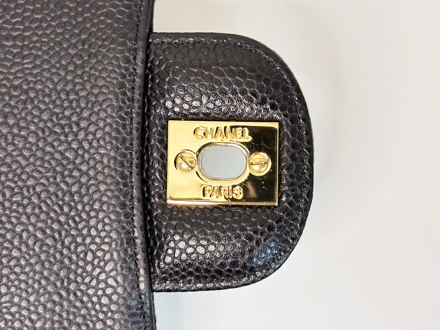 CHANEL Classic Double Flap Medium Shoulder Bag Black Caviar 24k GHW 1125 holo card