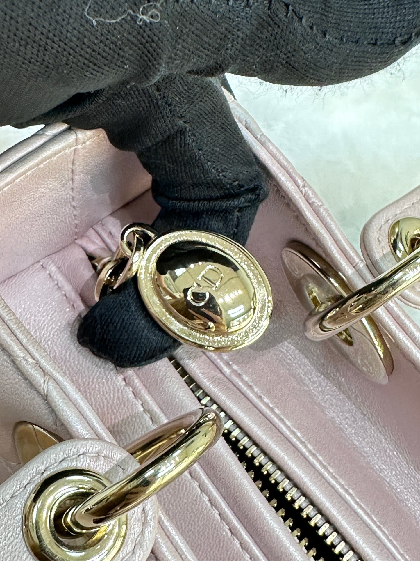 Dior Medium Lady Dior in Pearly Lotus Pink Lambskin GHW